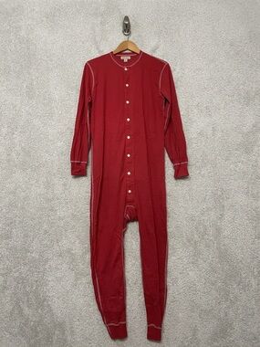 J. Crew Union Suit One Piece Long John Thermal 100% Cotton Button Up Adult Small